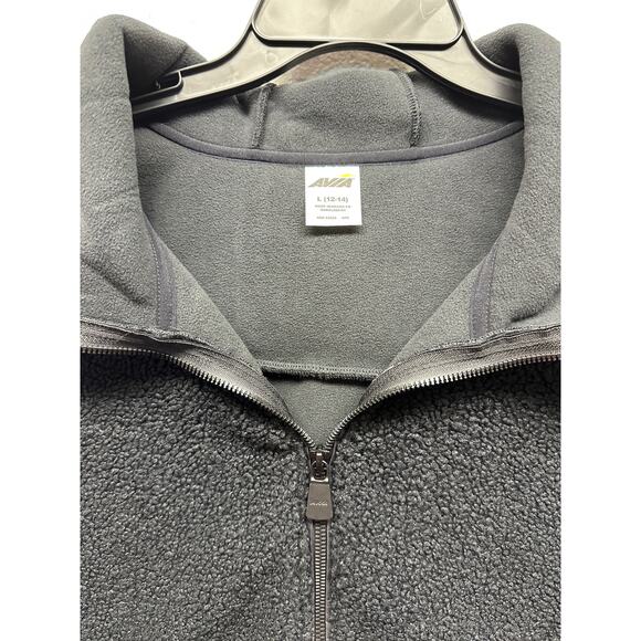 AVIA Women’s Black Full Zip Faux Shearling Hooded Vest Front Pockets K606 - Picture 4 of 15